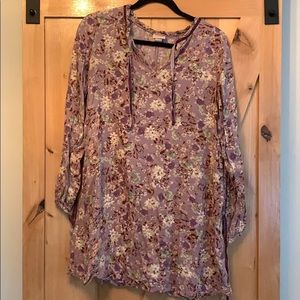 Mossimo floral pink/purple long sleeve dress sz S